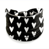 4 Pcs Valentine'S Day Headbands For Women, Black White Wide Turban Dress Up Costume Breathable Stretchy Non Slip Head Wrap, Love Heart Pattern Holiday Fall Winter Hair Band For Yoga Running Party