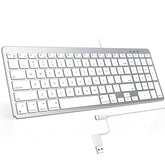 Wired Keyboard Compatible With Mac, With Dual Interface (Usb And Type-C), Numeric Keypad Compatible With Macbook Pro/Air, Imac, Mac Mini/Pro Laptop, Silver