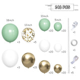 Sage Green White Gold Balloon Garland Arch Kit 146Pcs for Birthday Baby Shower Party