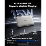 Baseus Picogo Magsafe Portable Charger, Qi2 Certified 0.5" Ultra Slim 15W Wireless Power Bank, 10000mAh 27W Fast Charging Magnetic Battery Pack with USB-C for iPhone 17/16/15/14/13/12 Series Only