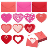 180 Pcs Valentine'S Day Cards With Envelopes Blank Heart Shaped Greeting Cards Funny Paper Cutouts Gummed Envelopes For Valentine'S Day Anniversary Weddings Invitations, 4 X 6 Inch(Cute Eyes)