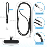 Phone Lanyard, 2 Pack Adjustable Cell Phone Lanyard Crossbody Neck Strap & 2 Pack Phone Wrist Strap With Tether Tabs Compatible For Iphone Android Smartphones-Black Grey