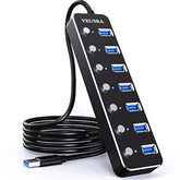 Usb Hub, 7 Port Usb Hub 3.0 With 4Ft Usb Long Cable Multiple Port,Individual U