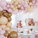 126pcs Teddy Bear Balloon Arch Kit in Pink, Beige & Brown for Baby Shower