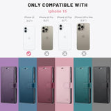 iPhone 16 6.1" Wallet Case with RFID Blocking, Kickstand, Shockproof PU Leather Cover