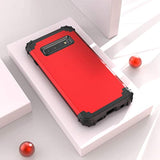 Galaxy S10 Plus 3 in 1 Case Red for Men Women, Shockproof Slim Hybrid Heavy Duty Protection Hard PC Cover Soft Silicone Rugged Bumper Full Body Bumper Cover
