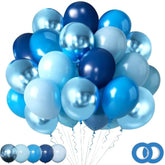 Blue Balloons Set Of 65 Pcs 12 Inch Navy, Baby, Metallic Blue, Pearl Blue Party Balloon With Adhesive Tape, Blue Ribbon For Birthday Decor, Baby Shower, Gender Reveal,Graduation Party Decoration