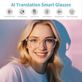AI Smart Glasses for Women Men, Real-Time Translation(160+ Languages), AI Noise Reduction with Photochromic Lenses, Open-Ear Bluetooth Audio Glasses,