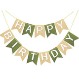 13pcs Brown & Green Happy Birthday Banner - Handmade Tropical Garland for Nursery Decor