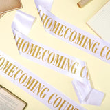 6 Pieces Homecoming Court Satin Sashes With Glitter Letters White Court Sashes Bulk For Pageants Homecoming Party School Dance Graduation Party Favors Decorations Accessories