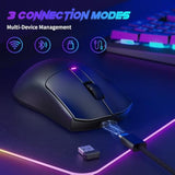 Superlight Wireless Gaming Mouse, 62G Dual Macro-Switches Gaming Mouse, 3-Mode Wireless/Usb-C/Bluetooth Mouse With Adjustable 12000Dpi, 5 Programmable Buttons Computer Mouse For Pc/Mac-Black