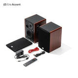Eris Accent Powered Bookshelf Speakers 50W Wired Stereo Speakers for Record Player, Turntable, Desk & Home, Multiple Inputs, 4 Woofer, Studio