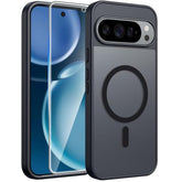 For Google Pixel 9-Pro-Xl Case: Magnetic Translucent Matte Shockproof Slim Cell Phone Cover - Grade Drop Proof Hard Back Anti-Fingerprint Protective Case (6.8 Inch/Black)