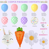 Easter Balloon Arch Kit 158Pcs - Pastel Balloons With Bunny, Carrot & Daisy Balloons For Easter Party Decorations, Spring Birthday, Baby Shower