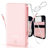Slim Portabel Charger,10000Mah Power Bank Battery Pack Fast Charging With Built In Usb C And ?Type C Fast Charger, Tsa Approved Power Bank For Iphone 17/11/12/13/14/15/16 Android Samsung - Pink