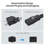 Power Cord, 3 Prong Ac Power Cable 3.3Ft/1M Nylon Braided Replacement 3 Pin Power Cord Ul Certified For Computer, Tv, Monitor, Printer, Pc, Projector, Power Supply Cable