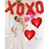16 Inch Red Xoxo Red Heart Balloons, 6 Pcs Red Xoxo Letters Balloons Red Heart Valentine'S Day Balloons Banner For Valentine'S Day Wedding Ceremonies Party Decorations Red Xoxo