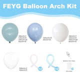 Dusty Blue Balloon Arch Kit, Dusty Blue And White Balloon Arch Garland Kit Light Blue Macaron Blue White Pearl Balloons For Boys Wedding Birthday Baby Shower Gender Reveal Decorations