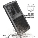 Metal Heavy Duty Case For Samsung Galaxy S25 Ultra Aluminum Military Grade Rugged Case With Metallic Stand Screen Protector Screws Dustproof Shockproof Full Cover For Man (Black)