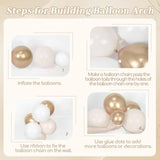 Beige White Metallic Gold Balloon Garland Arch Kit, Metallic Gold Sand Pearl White Clear Balloons For Engagement Bridal Baby Shower Wedding Anniversary Birthday Party Decorations