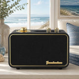 Retro Bluetooth Speaker, Wooden Portable Wireless Speaker with Subwoofer, Rotary AM/FM Radio Tuning Dial, Wireless Streaming, Vintage & Elegant