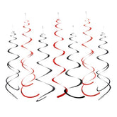 Black & Red Foil Swirl Hanging Decorations, 20 Pcs for Parties & Celebrations