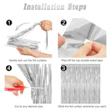 2 Pack Silver Tinsel Backdrop 3.28x7.05ft Party Fringe Curtains