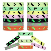 Pixel Party Favors, 28Pcs Pixel Silicone Bracelets Glow In The Dark Pixel Wristband For Pixel Theme Kids Birthday Party Decorations Supplies