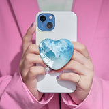 Expandiing Moblile Phone Grip Heart Glass Holder for Smartphones, Cell Phone Collapsible Stand? Wave Ocean