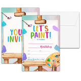 Art Birthday Party Invitations, Let'S Paint Birthday Invitation, Double-Sided Fill In Invites, Painting Birthday Party Decorations, 20 Cards With 20 Envelopes(D12)