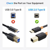 Cable Matters USB B to USB C Cable - 6.6ft, USB-C to USB-B Cable, MIDI to USBC Cord, Compatible with Printer, MIDI Controller/Keyboard, Black