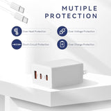 67W Usb C Charger Block, Gan 3-Port Compact Fast Wall Charger Foldable With Usb-C Cable For Macbook Pro/Air, Ipad Pro,Iphone17/16/15/14, Galaxy S25/S24,Pixel