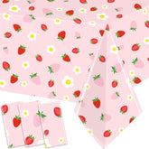 3 Pack Strawberry Tablecloth Strawberry Birthday Decorations Plastic Strawberry Theme Party Table Cover For Girls Sweet One Birthday Berry Sweet Baby Shower Party Supplies 51X87 Inches
