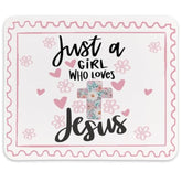 Christian Bible Verse Mouse Pad,Preppy Cute Christian Gifts For Women,Just A Girl Who Loves Jesus,Non-Slip Rubber Base Mousepads For Home Office Dorm Desk Decor,9.5X7.9 Inches
