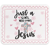 Christian Bible Verse Mouse Pad,Preppy Cute Christian Gifts For Women,Just A Girl Who Loves Jesus,Non-Slip Rubber Base Mousepads For Home Office Dorm Desk Decor,9.5X7.9 Inches