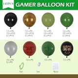 Video Game Birthday Decorations Pixel Miner Birthda Party Balloon Arch Kit 145Pcs Black Green Gold Balloon Garland For Boys Girls Game Theme Birthday Decorations