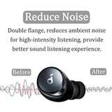 Double Flange Compatible With Soundcore Space A40 Ear Tips, Noise Reduce Replacement Silicone Eartips Buds Cover Accessories Compatible With Soundcore Life P3 A1 Space A40 - S/M/L Black