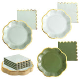 Sage Green Paper Plates & Napkins - 24 Pk for Garden, Tea, Baby Shower, Wedding