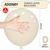 9-Pcs 36″ Giant White Sand Balloons Large Cream Latex Party Decor