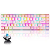 60% Mechanical Gaming Keyboard And Mouse Combo With Mouse Bungee Mouse Pad,Mini 68 Keys Wired Type C 18 Backlit Effects,Lightweight Rgb 6400Dpi Honeycomb Mice(Pink/Blue Switch)