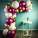 Metallic Magenta/Purple Hot Pink And Gold Balloons Garland Arch Kit, M