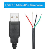 2Pcs Short Usb A Male 4 Pin Bare Wire 11Inch,Usb 5V/2A 4 Pin Pigtail Open End Power And Data Cable,For Usb Equipment Installed Or Replacement Repair Diy Cable