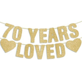 Pre-Strung 70Th Birthday Banner - Gold Glitter, Happy 70Th Birthday Party Decorations For Women & Men, Funny 70 Year Old Anniversary Decor Bday Sign Gifts