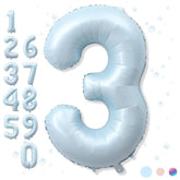 3Rd Birthday Balloons For Boys, 40'' Foil Self Inflating Light Matte Blue Number 3 Balloon, Pastel Sky Blue Large Mylar 3 Balloon Number For Kids 3 Yeal Old Birthday Party Decor Anniversary Decoration