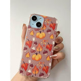 Fall Leaves Pumpkin Acorns Case Compatible With Iphone 15, Aesthetic Autumn Halloween Case For Iphone 15 For Teens Men And Women, Cool Tpu Bumper Phone Case Cover