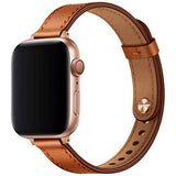 Slim Bands Compatible with Watch Band 42mm 41mm 40mm 38mm, Women Genuine Leather Replacement Thin Strap for iWatch SE 3/2/1 Series 11 10 9 8 7
