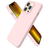 Compatible With 13 Pro Case 6.1, Slim Liquid Silicone 3 Layers Full Covered Soft Gel Rubber Case Cover 6.1 Inch-Chalk Pink