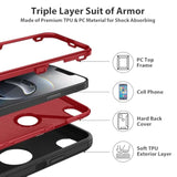 Heavy Duty Shockproof Rugged Case for iPhone 16e and 17e, Black and Red Colors, Compatible with 6.1 Inch USB C Devices