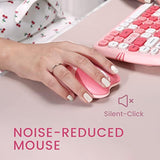 Perixx PERIDUO-715 Wireless Mini Keyboard and Mouse Set - Cute Cat-Like Design - Pink Candy Colors - Type-C Adapter - US English