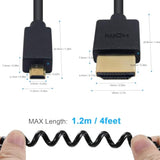 Micro Hdmi To Hdmi Coiled Cable, Hdmi To Micro Hdmi Coiled Cable, Extreme Slim